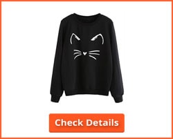 Romwe Women’s Cat Print Lightweight Sweatshirt