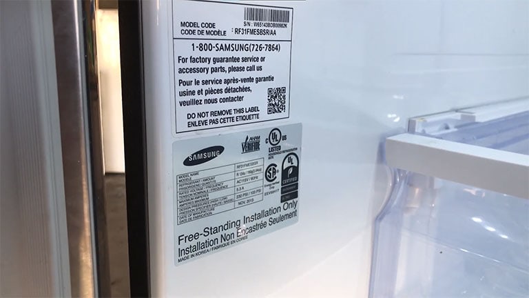 Find the Model Number of Your Samsung Refrigerator